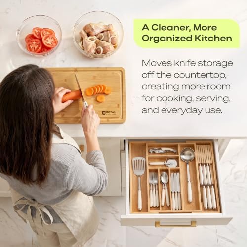 Bamboo In-Drawer Knife Block for 7 Knives