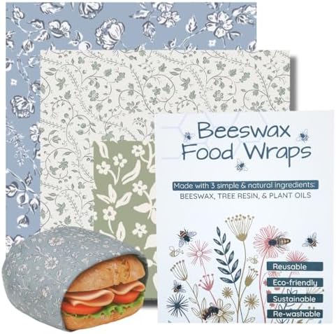 Beeswax Food Wraps 3 Pack (S, M, L) | Reusable, Organic, Plastic-Free