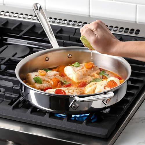 All-Clad D3® Stainless Steel 7 Piece Cookware Set- Made in USA- Includes Frying Pans, Saucepan, Sautépan, Stockpot - Professional Grade -Oven Safe & Induction Compatible