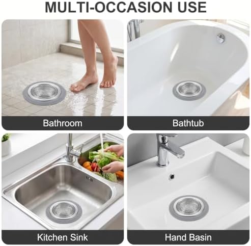 2PCS Shower Drain Hair Catcher, Weighted Metal Bathtub Drain Strainer