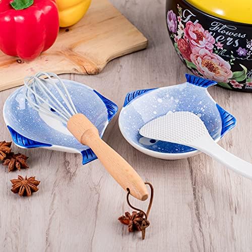 2 Pack Ceramic Spoon Rest for Stove Top,Spoon Holder for Kitchen