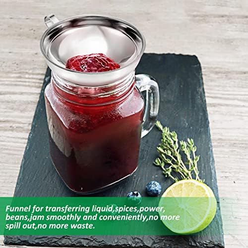 Canning Funnel with Strainer, Food Grade Funnel for Kitchen Use, Metal