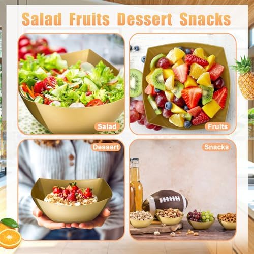 Tanlade 100 Pcs 8oz Square Plastic Serving Bowls with Spoons, 50 Set
