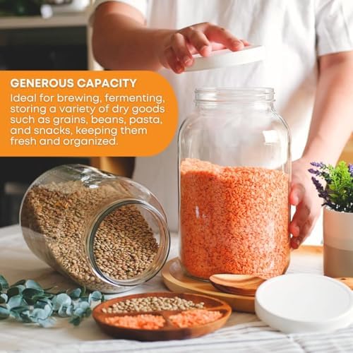4-Pack 1 Gallon Wide Mouth Glass Jars with Lids