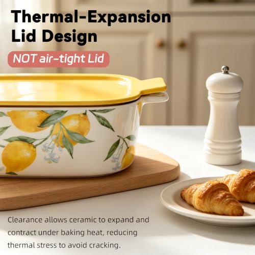 9x13 Ceramic Lemon Casserole Dish with Lid