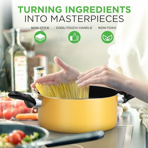 NutriChef 15-Piece Non Stick Kitchen Cookware Set PFOA/PFOS-Free