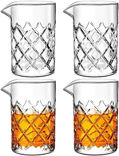 Dandat 4 Pcs 24 oz Cocktail Mixing Glass Thick Base Stirring Glass