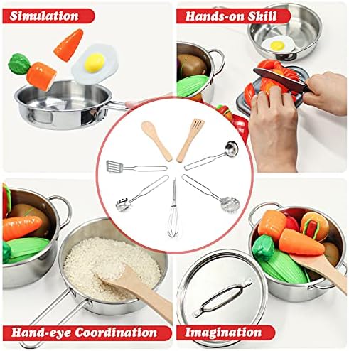 Kids Pretend Play Kitchen Toys Accessories Set, 32pcs Stainless Steel