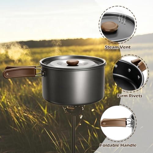 Leonyo 18PCS Camping Cookware Set, Camping Cooking Pot Pan Mess Kit
