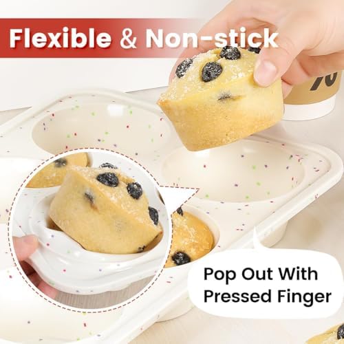 CAKETIME Large Muffin Pan, Metal Reinforced Frame 3.5 Inch Jumbo