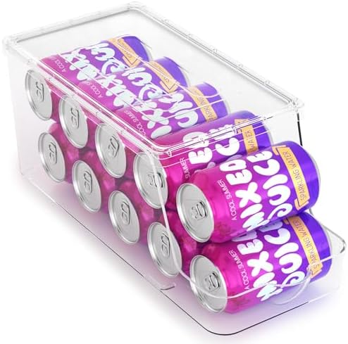 theaoo Soda Can Dispenser for Refrigerator with Lids, Stackable