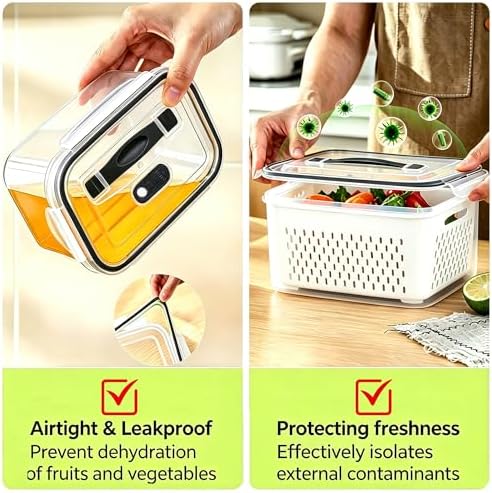 5 Pack Fruit Storage Containers for Fridge, Plastic Food Storage