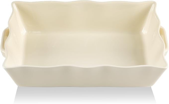 Sweejar Casserole Dishes for Oven, Ceramic 9x13 Baking Dish, Wave Edge Bakeware by Sweejarco1949