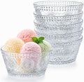 6 Pack Small Glass Bowls Set, 12 Oz Embossed Prep Dessert Bowls