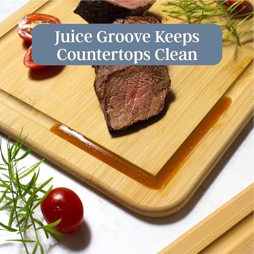 Totally Bamboo Cutting Boards for Kitchen with Juice Groove, Set of 3