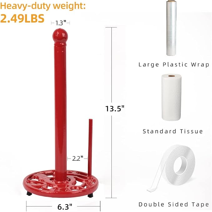 Red Cast Iron Paper Towel Holder - Image 6