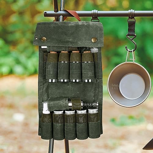 TOBWOLF Portable Spice Bag, 8 Jars, Green