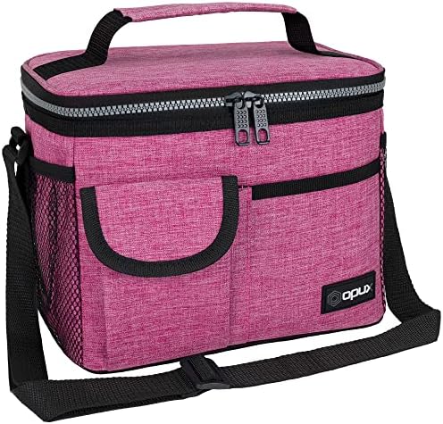 opux Insulated Lunch Box Adult, 14 Can Leakproof Cooler Bag Kid, Pink