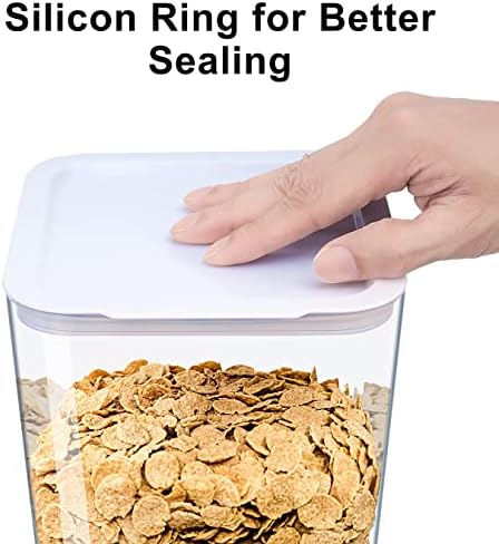 Cereal Dispenser Countertop, 5.5 Qt Cereal Containers Storage, Organization and Storage Containers for Kitchen, Snack Dispenser for Rice, Grains, Dry Food, Oatmeal, Pet food, White, 3Pc