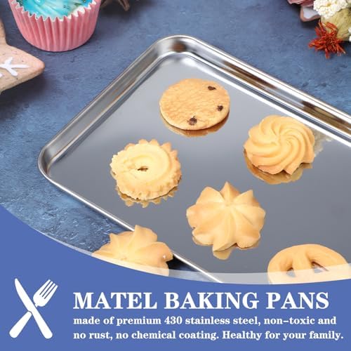 16 Pcs Baking Sheet Stainless Steel Cookie Sheet Small Metal Pans