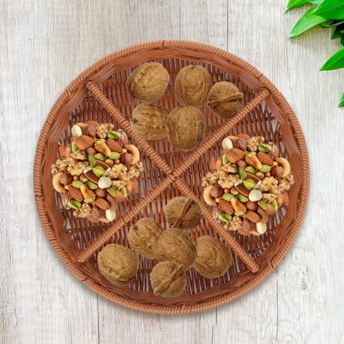 Woven Multipurpose Serving Basket Round Storage Tray for Fruits