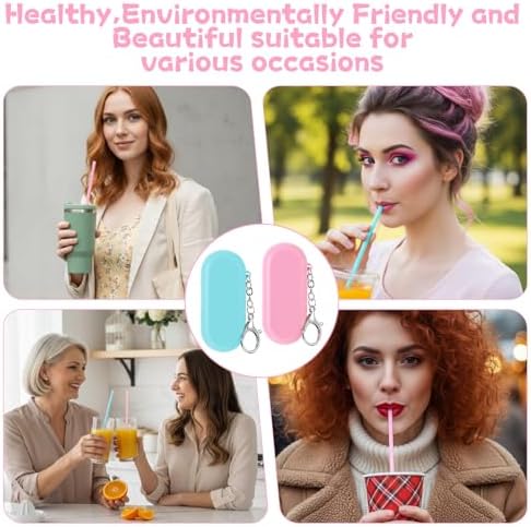 2 Set Travel Straws Reusable with Case, Portable Straw for Hot & Cold