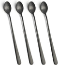 IQCWOOD Long Handle Ice Tea Spoons, 9-inch Black Coffee Stirrers, Stainless by IQCWOOD