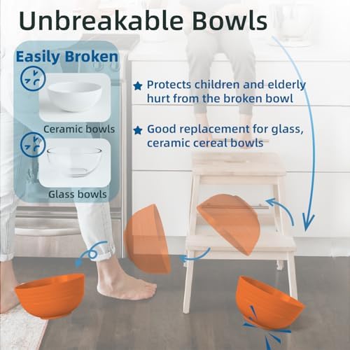 Homestockplus Unbreakable Cereal Bowls 25 OZ Microwave and Dishwasher