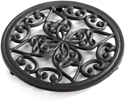 Coloch 2 Pack Cast Iron Trivet, 7.1 Inch Round Metal Trivet with