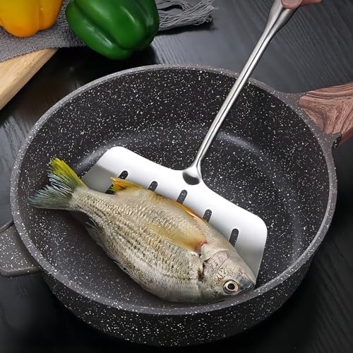 GREATLINK 304 Stainless Steel Fish Spatula,Wide Slotted Turner Steak