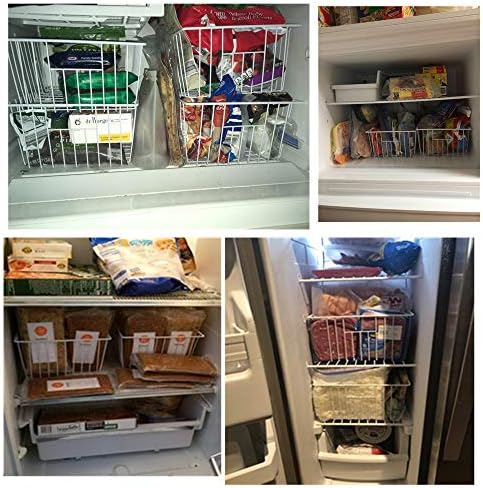 Upright Freezer Organizer Baskets, 6 Pcs, White