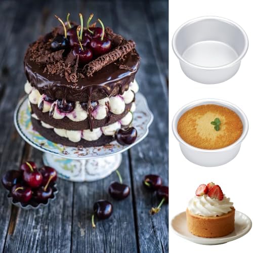 4 Inch Cake Pan Set of 8, Aluminum Mini Cake Pans w/ 100PCS Parchment
