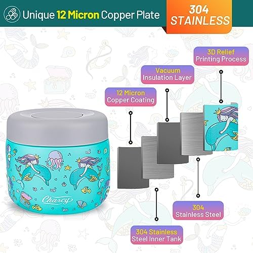 Charcy 9oz Kids Stainless Steel Insulated Food Jar, Wide Mouth