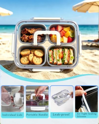 Snackle Box Container, Small Stainless Steel Snack Tray with Lid and