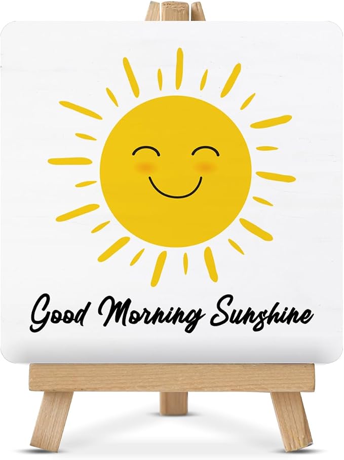Coffee Bar Decor, Good Morning Sunshine Wood Sign by Unknown