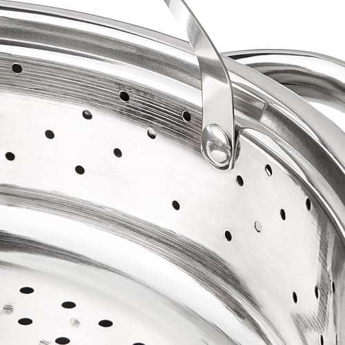 4-Piece Stainless Steel Multi-Cooker Set, 8 qt, with Glass Lid, Stock Pot, Colander, and Steamer Basket