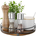 LAMU 9'' Rotating Lazy Susan Organizer, Wooden Lazy Susan Turntable