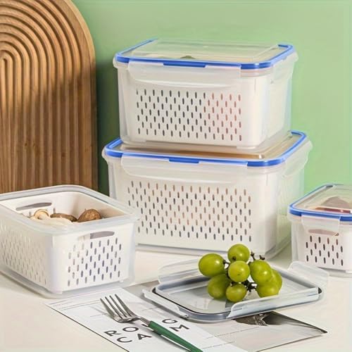 2-Pack Fridge Containers – w/ Colanders, Airtight for