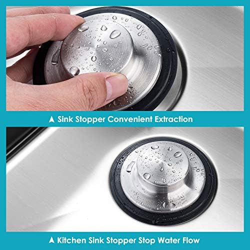 2PCS Kitchen Sink Stopper - Stainless Steel, Large Wide Rim 3.35"