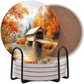 Fall Season Leaves Round Coasters Set of 6 - Abosrbent Ceramic