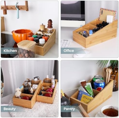 HTB 4-Section Snack Organizer with Removable Dividers for Kitchen