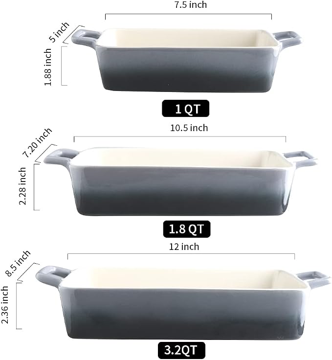 KOOV Bakeware Set, Ceramic Baking Dish, Rectangular Baking Pans - Image 3