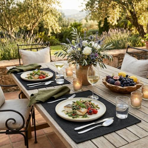 Artoid Mode Black Placemats Set of 4, 12x18 Inch Halloween Washable