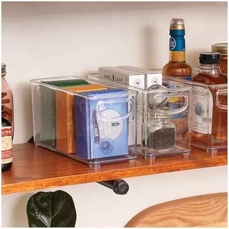 iDesign Slim Clear Plastic Stackable Storage Bin, Tall Narrow, 4-Pack