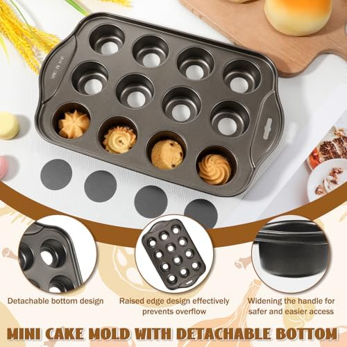 2 Pack 12 Cups Muffin Pan Mini Nonstick Cheesecake Pans Carbon Muffins