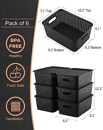 AREYZIN Storage Bins Plastic Storage Baskets With Lid Small Baskets