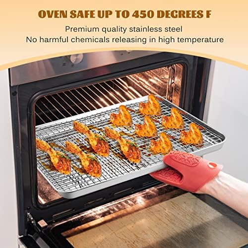 Half Sheet Baking Pan with Rack Set, E-far 18”x13” Cookie Sheet for