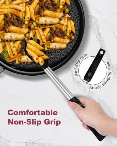 2-Piece Silicone Spaghetti Spoon and Pasta Tong Set, Black