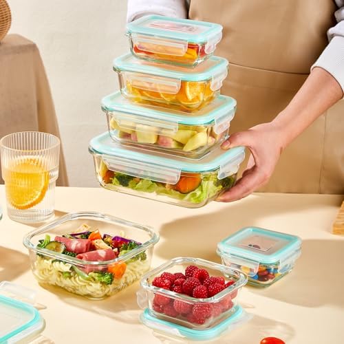 YUNCANG 8 Pack Glass Food Storage Containers with Lids