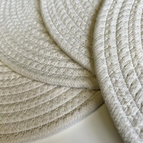 WAZAIGUR Round Placemats Set of 4 Thick Cotton Rope, 13inch, Cream